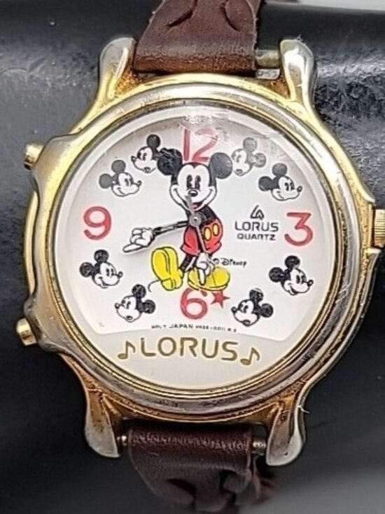 Lorus Seiko Accessories - Vtg Lorus Seiko Disney 1990s Mickey Mouse Musical Watch 8" Braided Leather 34mm